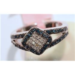 #18-STERLING SILVER BLUE & WHITE DIAMOND (0.51CT)