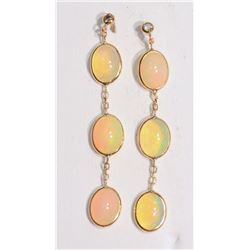 #27-14K GOLD OPAL & DIAMOND (0.09CT) EARRINGS