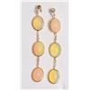 Image 1 : #27-14K GOLD OPAL & DIAMOND (0.09CT) EARRINGS