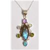 Image 1 : #33-STERLING SILVER LABRONITE & GEMSTONE PENDANT
