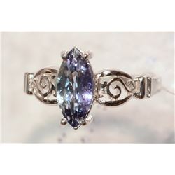 #38-14K WHITE GOLD TANZANITE RING