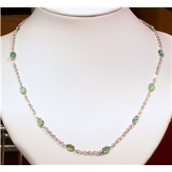 #49-10K WHITE GOLD EMERALD (8.10CT) NECKLACE