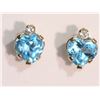 Image 1 : 10K Gold Blue Topaz Heart-shaped Earrings