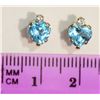 Image 2 : 10K Gold Blue Topaz Heart-shaped Earrings