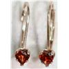 Image 1 : Sterling Silver Garnet Heart-shaped Earrings