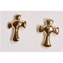 14K Gold Cross Baby Earrings