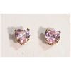 Image 1 : 14K Gold Pink Cubic Zirconia Heart-shaped Earrings