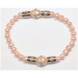 Pink Freshwater Pearl & Cubic Ziconia Bracelet