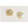 Image 1 : 14K Gold Diamond Earrings with Mother of Pearl
