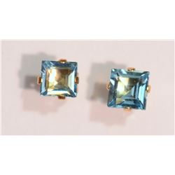 10K Gold Blue Topaz Earrings