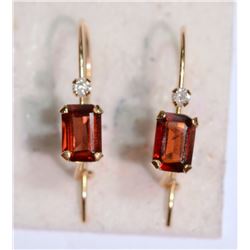 10K Gold Garnet & Diamond Earrings