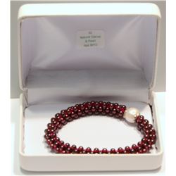 Natural Garnet & Pearl Bracelet