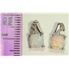 Image 4 : Sterling Silver Created Opal & Diamond Earrings