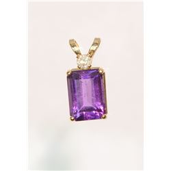 10K Gold Amethyst & Diamond Pendant