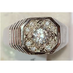 Sterling Silver Cubic Zirconia Men's Ring
