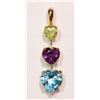 Image 1 : 14K Gold Peridot, Amethyst, Blue Topaz Pendant