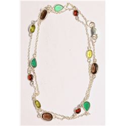 Sterling Silver Multi-Gemstone Necklace