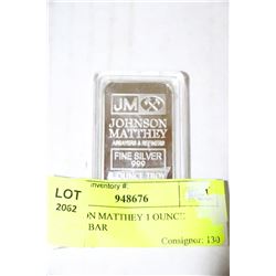JOHNSON MATTHEY 1 OUNCE SILVER BAR