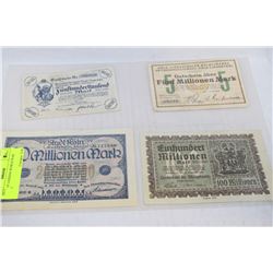SHEET OF GERMAN WORLD WAR MONEY