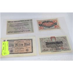 SHEET OF GERMAN WORLD WAR MONEY