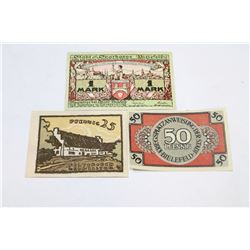 LOT OF 3 GERMAN BANK NOTES -  1923 25 PHENNIG