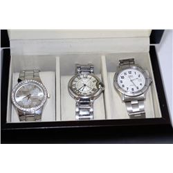 COLLECTION OF 3 WATCHES IN WOODEN CASE