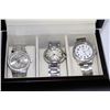 Image 1 : COLLECTION OF 3 WATCHES IN WOODEN CASE