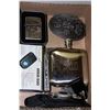 Image 1 : BOX W/HARLEY DAVIDSON ZIPPO, FLASK, SCALE,
