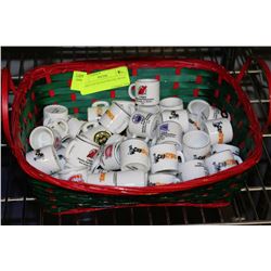 BASKET OF MINIATURE NHL MUGS
