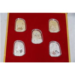 2011 YEAR OF THE RABBIT 5 PCE ELECTROPLATED COIN