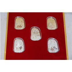 2011 YEAR OF THE RABBIT 5 PCE ELECTROPLATED COIN