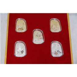 2011 YEAR OF THE RABBIT 5 PCE ELECTROPLATED COIN
