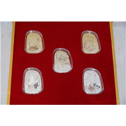 2011 YEAR OF THE RABBIT 5 PCE ELECTROPLATED COIN