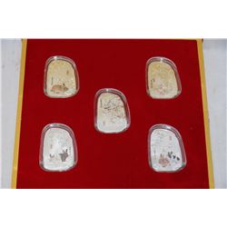 2011 YEAR OF THE RABBIT 5 PCE ELECTROPLATED COIN