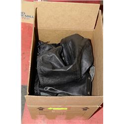 BOX OF 3 LEATHER RIDING CHAPS INCLUDING