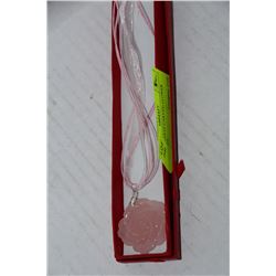 ROSE QUARTZ CARVED FLOWER PENDANT