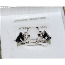 STERLING SILVER,  OPAL AND SAPPHIRE RING SIZE 7
