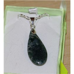 NATURAL MOSS AGATED TEAR DROP PENDANT