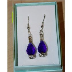 20MM SWAROVSKI SAPPHIRE BLUE DROP EARRING