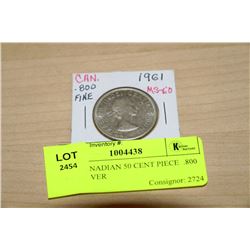 1961  CANADIAN 50 CENT PIECE  .800 FINE SILVER