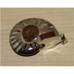 18K WHITE GOLD PLATE SET NATURAL AMMOLITE