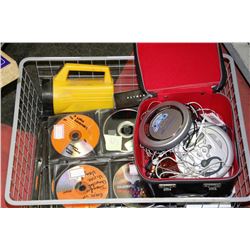 BOX OF MISC. ITEMS - CD PLAYER + DVDS ETC.