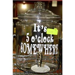 "IT'S 5 O' CLOCK" 2 GALLON DRINK DISPENSER