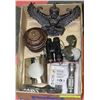 Image 1 : BOX W/METAL EAGLE, GRANITE STATUE,
