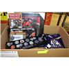 Image 1 : BOX W/OILER'S COLLECTABLES INCL. SCARF,