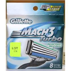PACK OF 8 GILLETTE MACH 3 TURBO BLADE CARTRIDGES