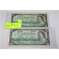 PAIR OF 1867/1967 CANADIAN $1 BANK NOTES