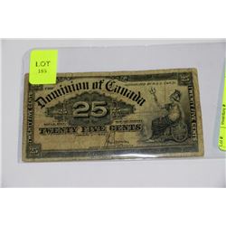 1900 DOMINION OF CANADA 25 CENT SHINPLASTER