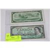 Image 1 : PAIR OF 1954 CANADIAN $1 BANK NOTES