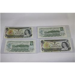 SET OF 4 1973 CANADIAN $1 BANK NOTES